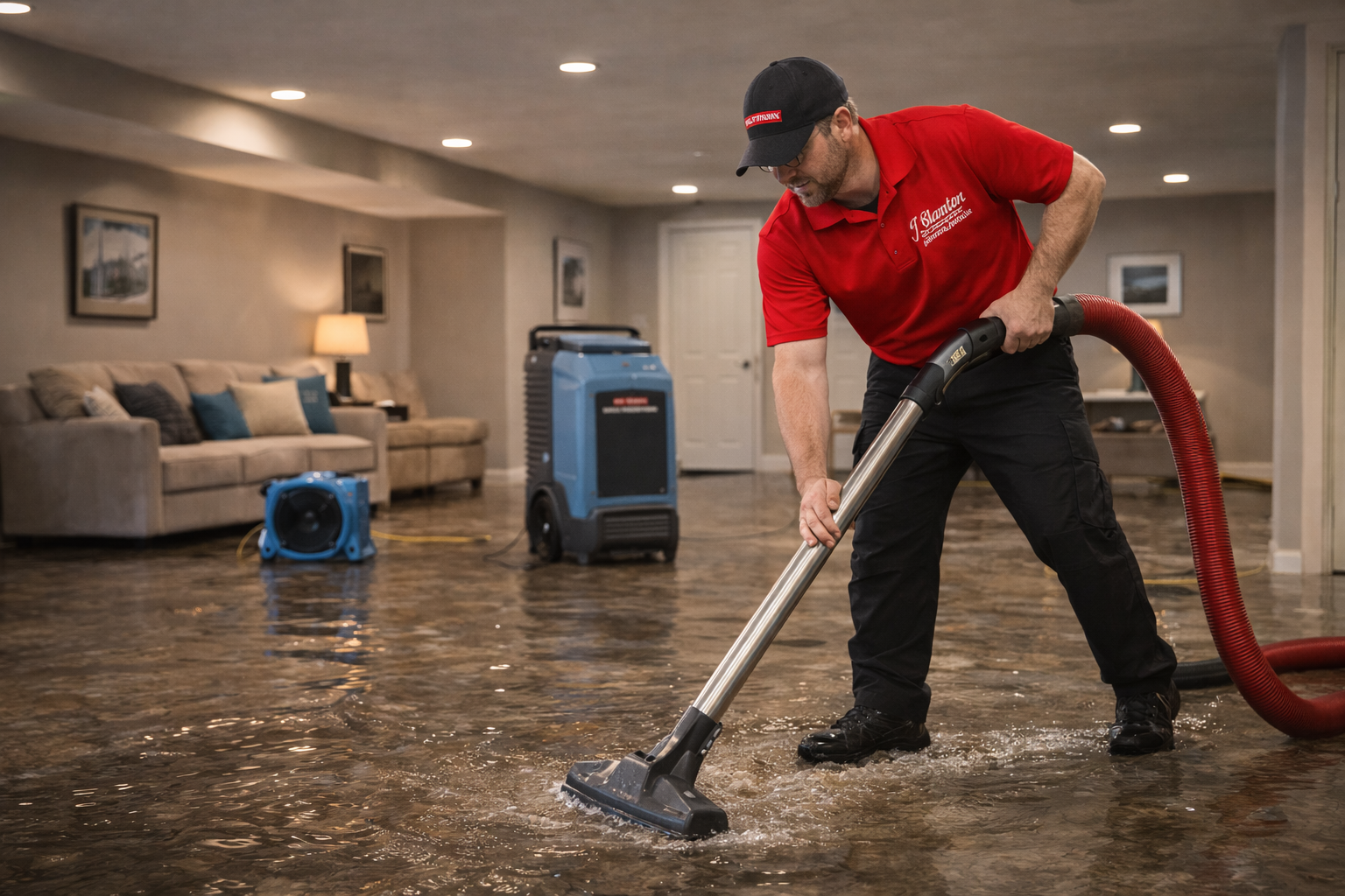 Water cleanup in progress
